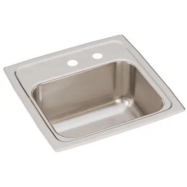 Direct From Manufacturer ELKAY BLR15MR2 Lustertone Classic Stainless Steel 15" x 15" x 7-1/8", MR2-Hole Single Bowl Drop-in Bar Sink with 2" Drain