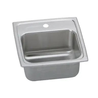 Clearance ELKAY BLRQ15603 Lustertone Classic Stainless Steel 15" x 15" x 6-1/8", 3-Hole Single Bowl Drop-in Bar Sink with Quick-clip