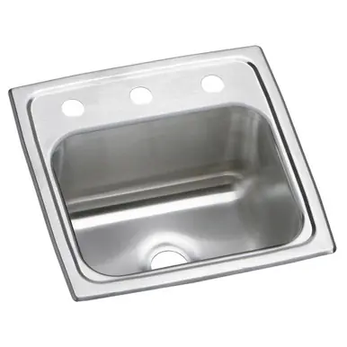 ELKAY BPSR153 Celebrity Stainless Steel 15" x 15" x 6-1/8", 3-Hole Single Bowl Drop-in Bar Sink Best Seller