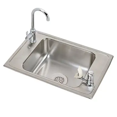ELKAY CDKAD2517VRC Celebrity Stainless Steel 25" x 17" x 6-1/2", 2-Hole Single Bowl Drop-in Classroom ADA Sink and Faucet Kit Trusted Brand