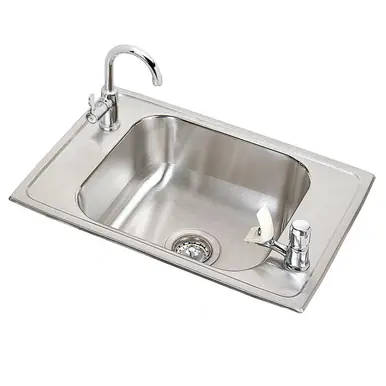 Order Now ELKAY CDKRC2517C Celebrity Stainless Steel 25" x 17" x 6-7/8", 2-Hole Single Bowl Drop-in Classroom Sink and 8-5/8" Faucet / Bubbler Kit