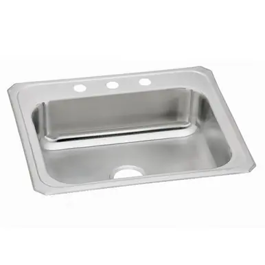 Weekend Sale ELKAY CR25213 Celebrity Stainless Steel 25" x 21-1/4" x 6-7/8", 3-Hole Single Bowl Drop-in Sink