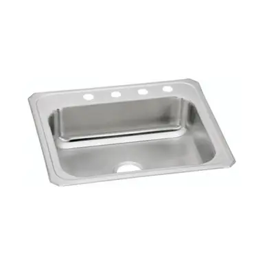 Discount ELKAY CR25214 Celebrity Stainless Steel 25" x 21-1/4" x 6-7/8", 4-Hole Single Bowl Drop-in Sink