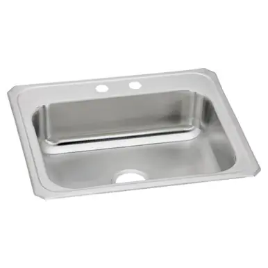 ELKAY CR25222 Celebrity Stainless Steel 25" x 22" x 7", 2-Hole Single Bowl Drop-in Sink Premium