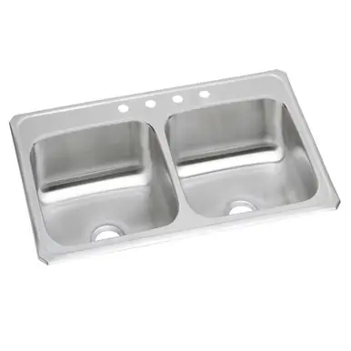 ELKAY CR33212 Celebrity Stainless Steel 33" x 21-1/4" x 6-7/8", 2-Hole Equal Double Bowl Drop-in Sink Luxury