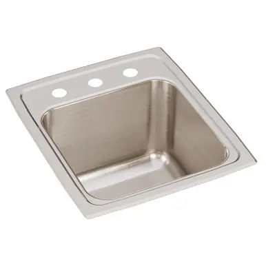 Latest ELKAY DLR1517103 Lustertone Classic Stainless Steel 15" x 17-1/2" x 10", 3-Hole Single Bowl Drop-in Sink
