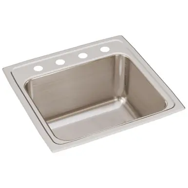 High Quality ELKAY DLR191910OS4 Lustertone Classic Stainless Steel 19-1/2" x 19" x 10-1/8", OS4-Hole Single Bowl Drop-in Laundry Sink