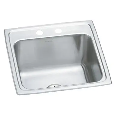 ELKAY DLR191910PD2 Lustertone Classic Stainless Steel 19-1/2" x 19" x 10-1/8", 2-Hole Single Bowl Drop-in Laundry Sink w/Perfect Drain Viral
