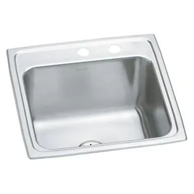 Instant Buy ELKAY DLR191910PDMR2 Lustertone Classic Stainless Steel 19-1/2" x 19" x 10-1/8", MR2-Hole Single Bowl Drop-in Laundry Sink w/Perfect Drain