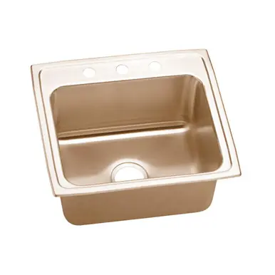 Trending ELKAY DLR2219103-CU CuVerro Antimicrobial Copper 22" x 19-1/2" x 10-1/8", 3-Hole Single Bowl Drop-in Sink