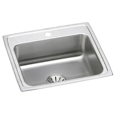 Free Returns ELKAY DLR221910PD1 Lustertone Classic Stainless Steel 22" x 19-1/2" x 10-1/8", 1-Hole Single Bowl Drop-in Sink with Perfect Drain