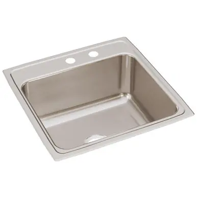 ELKAY DLR222210MR2 Lustertone Classic Stainless Steel 22" x 22" x 10-1/8", MR2-Hole Single Bowl Drop-in Sink Fresh Stock