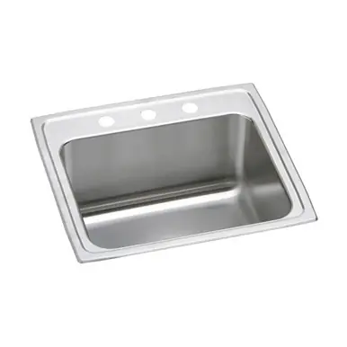 ELKAY DLR252110PD3 Lustertone Classic Stainless Steel 25" x 21-1/4" x 10-1/8", 3-Hole Single Bowl Drop-in Sink with Perfect Drain Final Sale