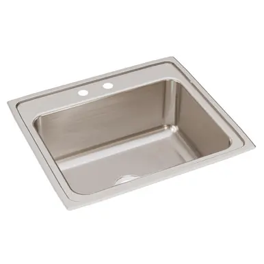 Handmade ELKAY DLR2522102 Lustertone Classic Stainless Steel 25" x 22" x 10-3/8", 2-Hole Single Bowl Drop-in Sink