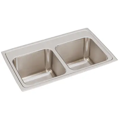 ELKAY DLR2918100 Lustertone Classic Stainless Steel 29" x 18" x 10", 0-Hole Equal Double Bowl Drop-in Sink Special Discount