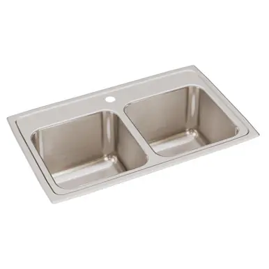 ELKAY DLR2918101 Lustertone Classic Stainless Steel 29" x 18" x 10", 1-Hole Equal Double Bowl Drop-in Sink Best Price
