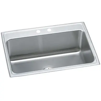 Super Sale ELKAY DLR312210PD2 Lustertone Classic Stainless Steel 31" x 22" x 10-1/8", 2-Hole Single Bowl Drop-in Sink with Perfect Drain
