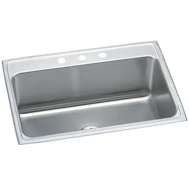 Deal ELKAY DLR312210PD3 Lustertone Classic Stainless Steel 31" x 22" x 10-1/8", 3-Hole Single Bowl Drop-in Sink with Perfect Drain