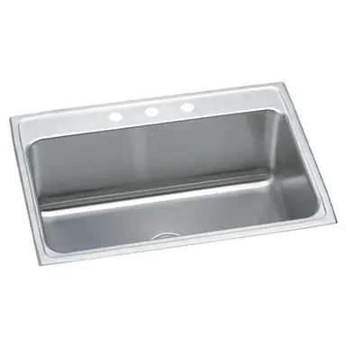 One Day Deal ELKAY DLR3122123 Lustertone Classic Stainless Steel 31" x 22" x 11-5/8", 3-Hole Single Bowl Drop-in Sink