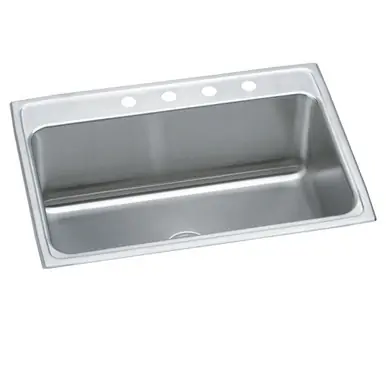 Budget ELKAY DLR3122124 Lustertone Classic Stainless Steel 31" x 22" x 11-5/8", 4-Hole Single Bowl Drop-in Sink