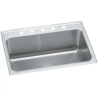 Fresh Stock ELKAY DLR3122125 Lustertone Classic Stainless Steel 31" x 22" x 11-5/8", 5-Hole Single Bowl Drop-in Sink