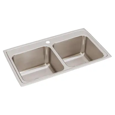 ELKAY DLR3319101 Lustertone Classic Stainless Steel 33" x 19-1/2" x 10-1/8", 1-Hole Equal Double Bowl Drop-in Sink Secure Checkout