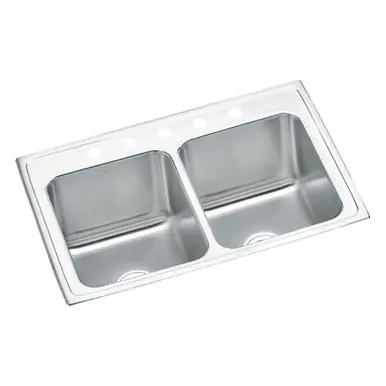 Exclusive ELKAY DLR3322105 Lustertone Classic Stainless Steel 33" x 22" x 10-1/8", Equal Double Bowl Drop-in Sink