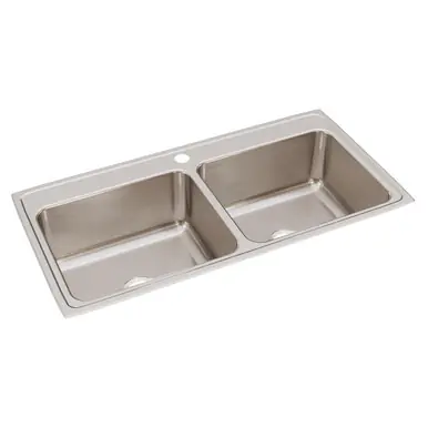 ELKAY DLR4322101 Lustertone Classic Stainless Steel 43" x 22" x 10-1/8", Equal Double Bowl Drop-in Sink Sale