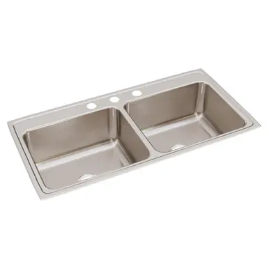 ELKAY DLR4322103 Lustertone Classic Stainless Steel 43" x 22" x 10-1/8", Equal Double Bowl Drop-in Sink Price Drop