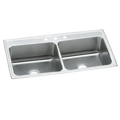 Best Choice ELKAY DLR4322105 Lustertone Classic Stainless Steel 43" x 22" x 10-1/8", Equal Double Bowl Drop-in Sink