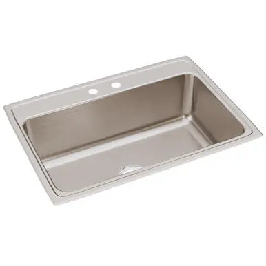ELKAY DLRQ3122102 Lustertone Classic Stainless Steel 31" x 22" x 10-1/8", 2-Hole Single Bowl Drop-in Sink with Quick-clip One Day Deal