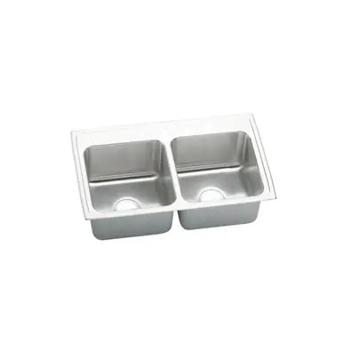 Limited Time ELKAY DLRQ3319102 Lustertone Classic Stainless Steel 33" x 19-1/2" x 10-1/8", 2-Hole Equal Double Bowl Drop-in Sink with Quick-clip