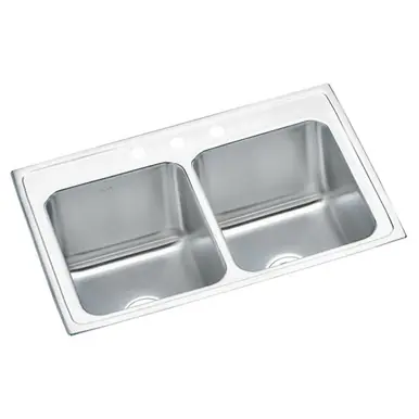 Brand New ELKAY DLRQ3322103 Lustertone Classic Stainless Steel 33" x 22" x 10-1/8", Equal Double Bowl Drop-in Sink with Quick-clip