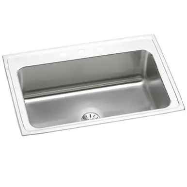 ELKAY DLRS332210PD1 Lustertone Classic Stainless Steel 33" x 22" x 10", 1-Hole Single Bowl Drop-in Sink with Perfect Drain Deal
