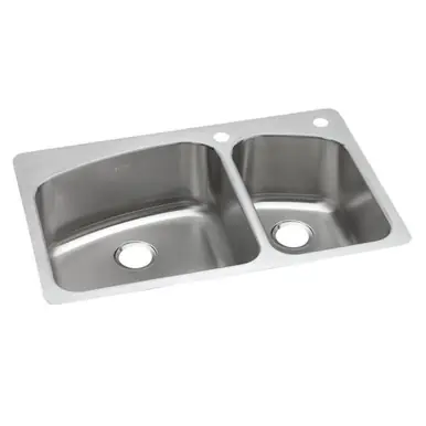Price Cut ELKAY DPXSR2250R3 Dayton Stainless Steel 33" x 22" x 8", 3-Hole 60/40 Double Bowl Undermount or Drop-in Sink