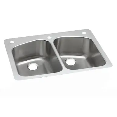 Today Only ELKAY DPXSR233222R Dayton Stainless Steel 33" x 22" x 8", 2R-Hole Equal Double Bowl Undermount or Drop-in Sink