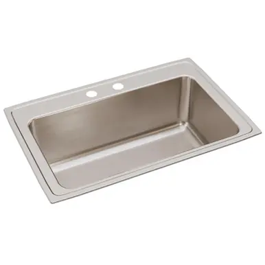Certified ELKAY DLRS3322122 Lustertone Classic Stainless Steel 33" x 22" x 11-5/8", 2-Hole Single Bowl Drop-in Sink