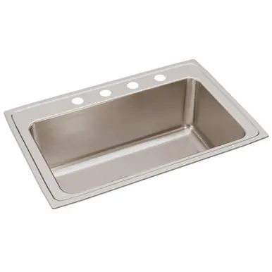 ELKAY DLRS3322124 Lustertone Classic Stainless Steel 33" x 22" x 11-5/8", 4-Hole Single Bowl Drop-in Sink Reduced Price