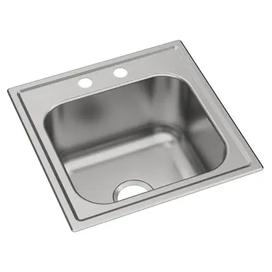 ELKAY DPC12020102 Dayton Stainless Steel 20" x 20" x 10-1/8", 2-Hole Single Bowl Drop-in Laundry Sink No Minimum Order