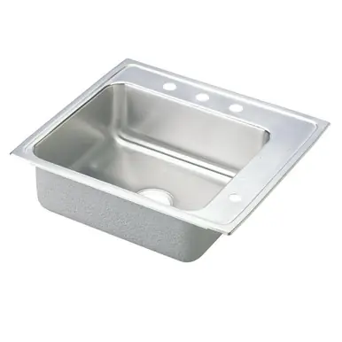 Special Discount ELKAY DRKAD222040R2 Lustertone Classic Stainless Steel 22" x 19-1/2" x 4", 2-Hole Single Bowl Drop-in Classroom ADA Sink with Rear and Right Deck