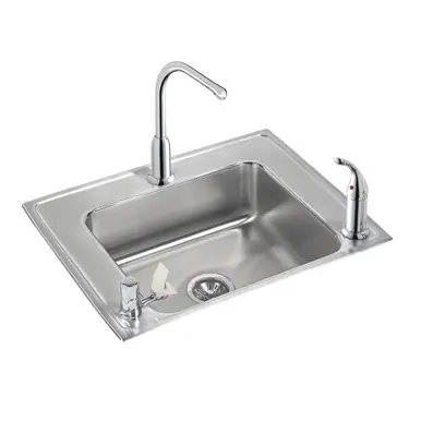 Buy Online ELKAY DRKAD282255LC Lustertone Classic Stainless Steel 28" x 22" x 5-1/2", Single Bowl Drop-in Classroom ADA Sink Kit