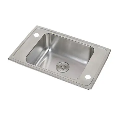ELKAY DRKAD311955PD2 Lustertone Classic Stainless Steel 31"x19-1/2"x5-1/2", 2-Hole Single Bowl Drop-in Classroom ADA Sink w/ Perfect Drain Grid Weekend Sale