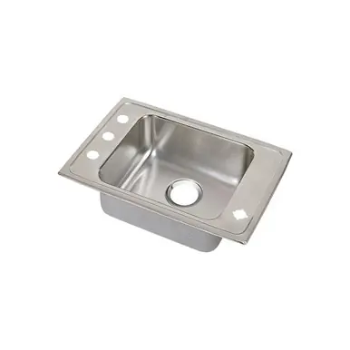 Mega Sale ELKAY DRKADQ3119602LM Lustertone Classic Stainless Steel 31" x 19-1/2" x 6", 2LM-Hole Single Bowl Drop-in Classroom ADA Sink with Quick-clip