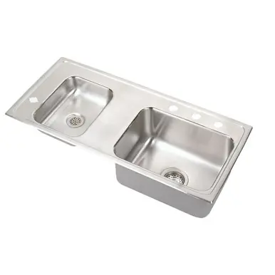 ELKAY DRKADQ371750L4 Lustertone Classic Stainless Steel 37-1/4" x 17" x 5", Double Bowl Drop-in Classroom ADA Sink Latest