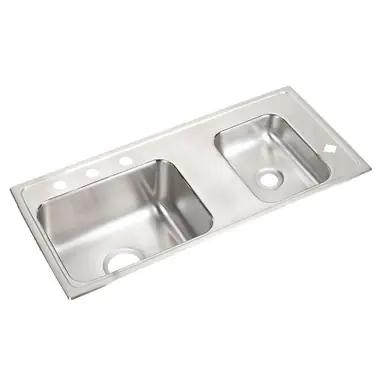 Latest ELKAY DRKR3717R4 Lustertone Classic Stainless Steel 37-1/4" x 17" x 7-5/8", Double Bowl Drop-in Classroom Sink
