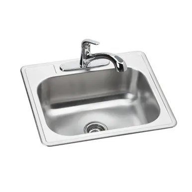 Free Shipping ELKAY DSE125223DFBG Dayton Stainless Steel 25" x 22" x 8-1/16", 3-Hole Single Bowl Drop-in Sink and Faucet Kit