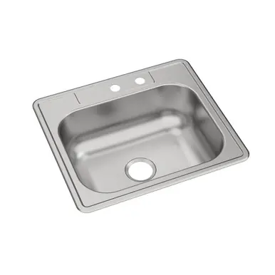 Brand New ELKAY DSE12522MR2 Dayton Stainless Steel 25" x 22" x 8-1/16", MR2-Hole Single Bowl Drop-in Sink