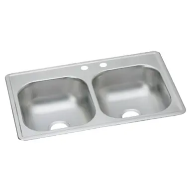 ELKAY DSE23319MR2 Dayton Stainless Steel 33" x 19" x 8", MR2-Hole Equal Double Bowl Drop-in Sink Factory Price
