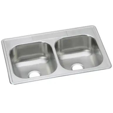 ELKAY DSE233220 Dayton Stainless Steel 33" x 22" x 8-1/16", Equal Double Bowl Drop-in Sink Instant Buy