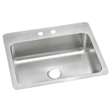 Exclusive Offer ELKAY DSESR127222 Dayton Stainless Steel 27" x 22" x 8", 2-Hole Single Bowl Undermount or Drop-in Sink